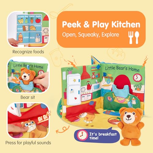 Image of hahaland 3D Book for 0-12 Months Soft Cloth Interactive Activity Baby Book | Sensory Montessori Toys for 1 Year Old Educational Travel Toy Gifts for 6 9 Months Toddler Baby Girls Boys