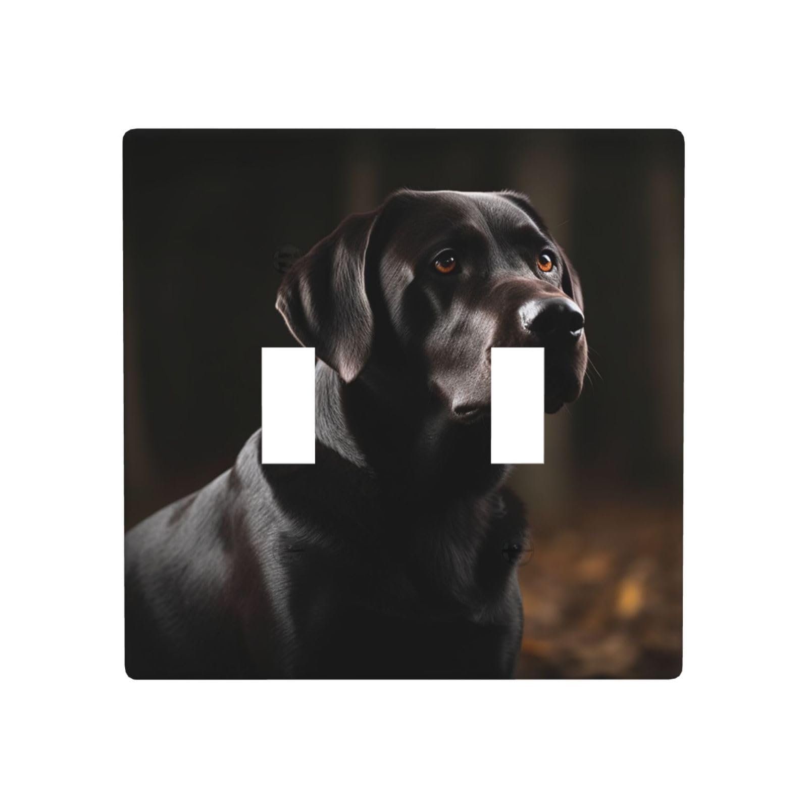 Aceprints Black Labrador 2 Gang Double Toggle Wall Plates, Unbreakable Decorative Duplex Light Switch Plate Covers Electrical Switchplate Cover Faceplate For Bathroom Kitchen Decor