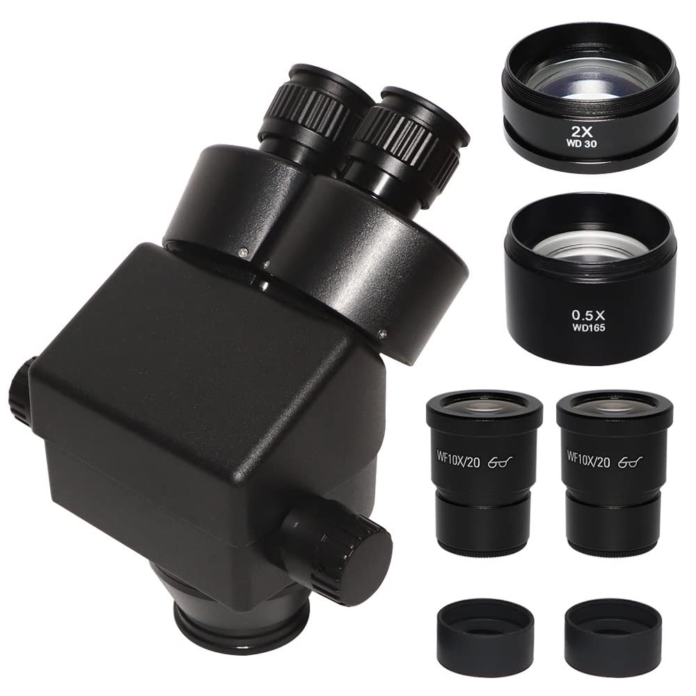 Microscope 3.5X-90X Binocular Stereo Microscope 0.5X 2.0X Auxiliary Lens + Zoom Stereo Microscope Head for Phone PCB Soldering Repair(3.5X-45X)