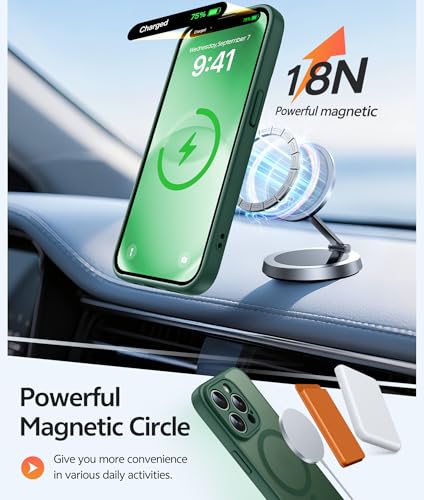 Image of FNTCASE for iPhone 13 Pro Case: [Compatible with Magsafe] Translucent Matte Cases with [Full Camera Protection] [Screen Protector] Military Grade Shockproof Protective Phone Cover - Green
