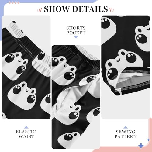 Boys' Pants Cute Frog Happy Face Black Long Bottoms Jogger Pants Elastic Waist Trousers with Pockets S-XL4