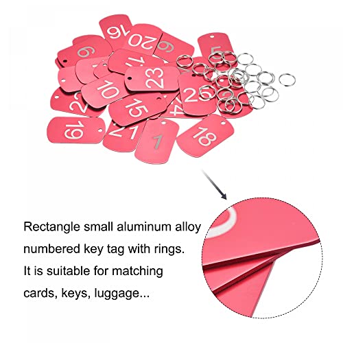 Etiquetas de aluminio numeradas 1-25 de metal resistente con anillos rojos rectangulares 3