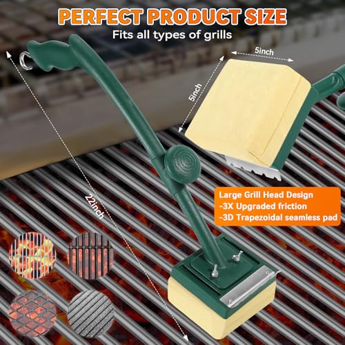 Image of Grill Brush Bristle Free 22 inch Steam Cleaner, Safe for Cast Iron /Steel, BBQ Gifts for Men Dad