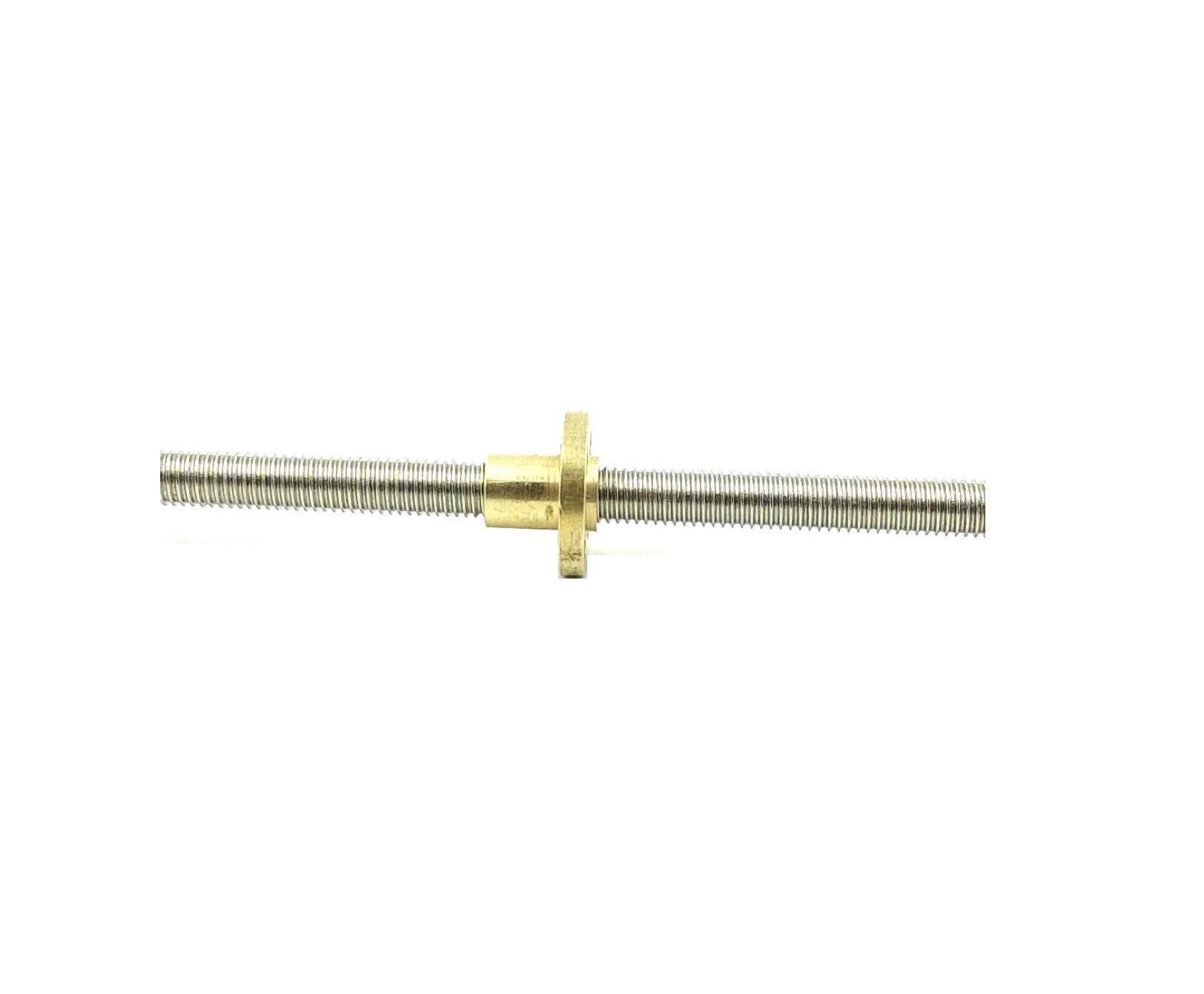 INVENTO 1Pcs 100mm (0.1 mtr) SS304 Threaded Rod M6 6mm OD + M6 nut 1mm Pitch 6mm T Nut Brass round Flange Single Nut for 3D Printer CNC Robotics