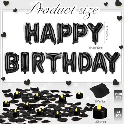 Image of Black Happy Birthday Balloons Decorations Letter Balloons Banner