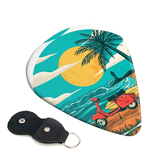 Sunset Beach Palm Tree Lot de 6 médiators pour guitare acoustique, guitare électrique, basse, ukulélé – fins, moyens et… - Les Beatles, Paul McCartney, John Lennon, RIngo Starr, George Harrison Sunset Beach Palm Tree Lot de 6 médiators pour guitare acoustique, guitare électrique, basse, ukulélé – fins, moyens et…