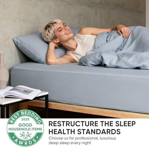 Image of TWK Real 100% Viscose Derived from Bamboo Sheets Set California King Size, Cooling & Silky Soft for Hot Sleeper, Breathable & Moisture Wicking Fabric, 18 inch Deep Pocket with Corner Straps