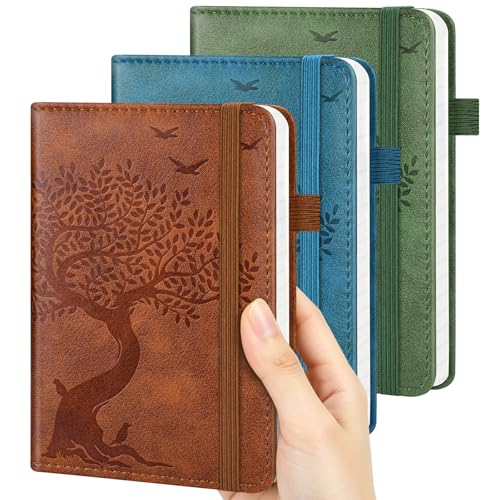 Image of A6 Pocket Notebook Lined Journal: 3 Pack Small Notebook College Ruled, Leather Mini Notebook, Small Notepad Office Supplies, Pocket Journals for Writing Travel, No Bleed Paper, 384 Pages, 3.7 inchx 5.7 inch