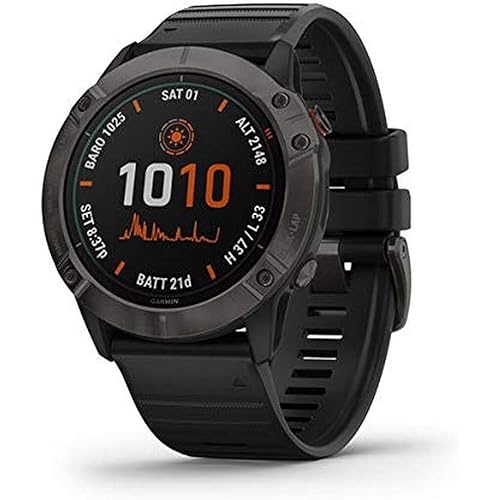 Garmin Fenix 6S Pro, Premium Multisport GPS Watch, Smaller-Sized, features Mapping, Music, Grade-Adjusted Pace Guidance and Pulse Ox Sensors, Black (Renewed)