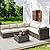 7 Piece Outdoor Patio Furniture Set, Outdoor Sectional Furniture, Rattan & Wicker Modern Modular Conversation Set Sectional Sofa W/Water Resistant Washable Thick Cushions and Coffee Table, Brown/Beige