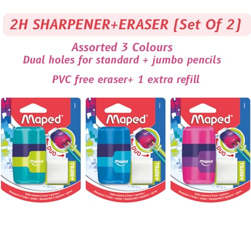 Image of Maped Connect Coloured Duo Eraser and Pencil Sharpener (Pack of 2)