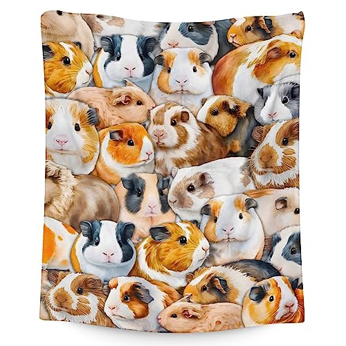 Guinea Pig Blanket Gifts - 30x40 Inches Cute Throw for Girls & Boys - Brown Soft Fuzzy Blankets for Couch & Office
