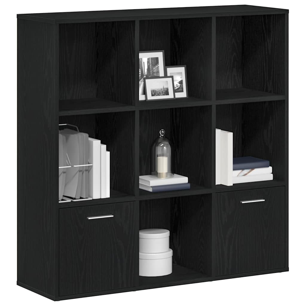 Regał na książki, do salonu, mały regał – regał na książki o wyglądzie czarnego dębu, 98 x 29 x 97,5 cm, materiał drewnopochodny do pomieszczenia gospodarczego, piwnicy, kuchni na zewnątrz