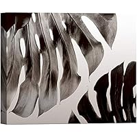 SIGNWIN Canvas Wall Art A Pair of Tropical Monstera Leaves Botanical Plants Photography Realism Modern Closeup Dramatic Black and White for Living Room, Bedroom, Office - 12x18 inches