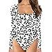 Briskorry Damen Bodys Bodys U-Ausschnitt Langarm Schmal Jumpsuit für Frauen Leoparden Drucken Damenbody Sexy Elegant Unterziehbody Thong Langarmshirt Oberteil