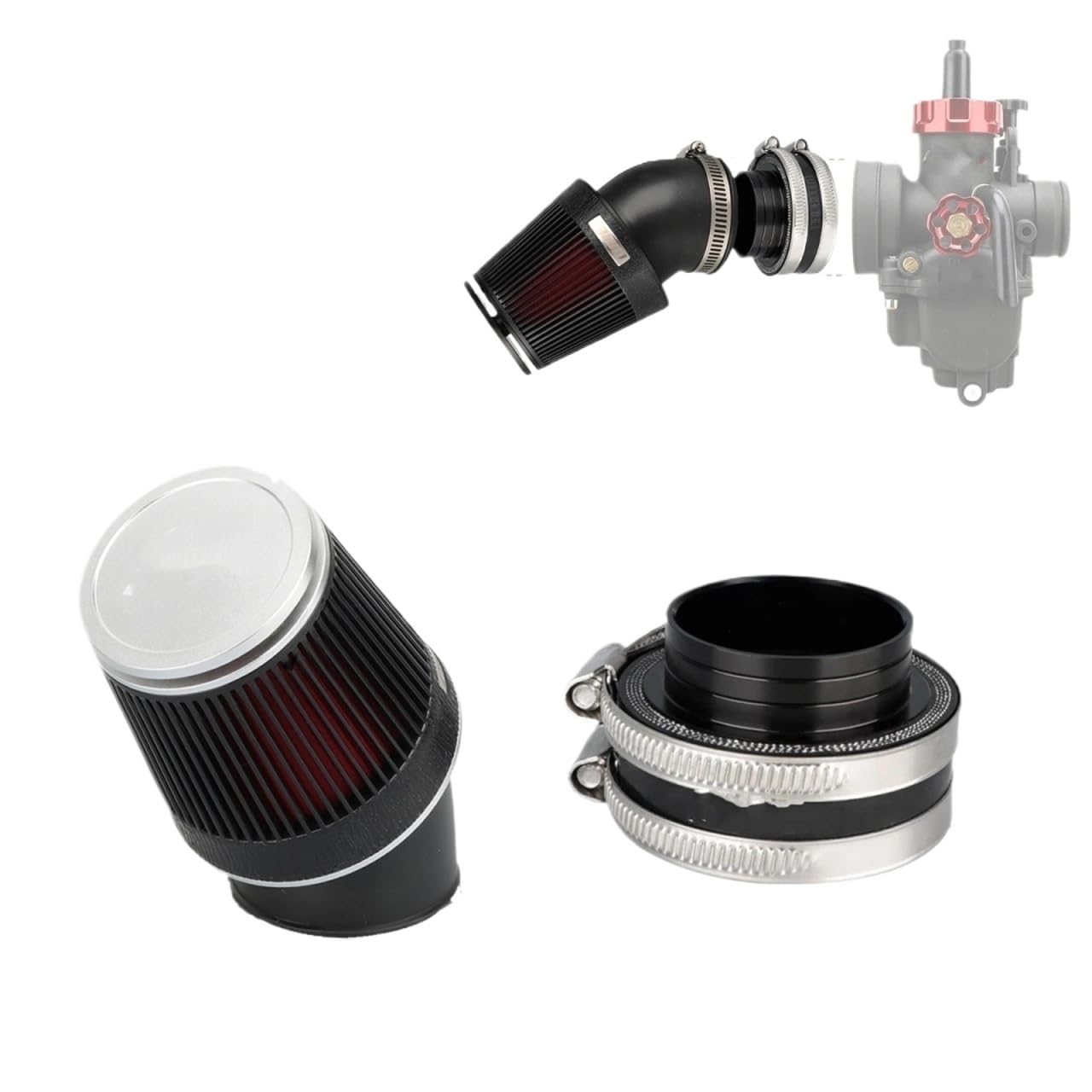 filtr powietrza zamienny Pasuje do motocykla Honda Suzuki NIBBI CNC filtr powietrza wspólny adapter interfejsu kolektor dolotowy 37-54mm(CNC Air Filter SetS)