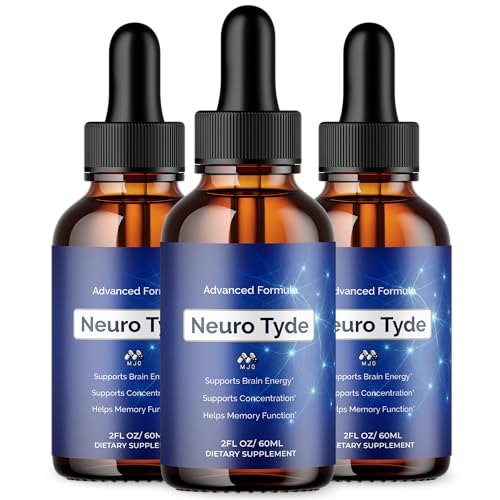 (3 Pack) Neuro Tyde Drops Official NeuroTyde Memory and Focus Support Supplement Advanced Overall Health and Wellness Vitamin with Maximum Strength Ingredients Supporting Brain Health (90 Servings)