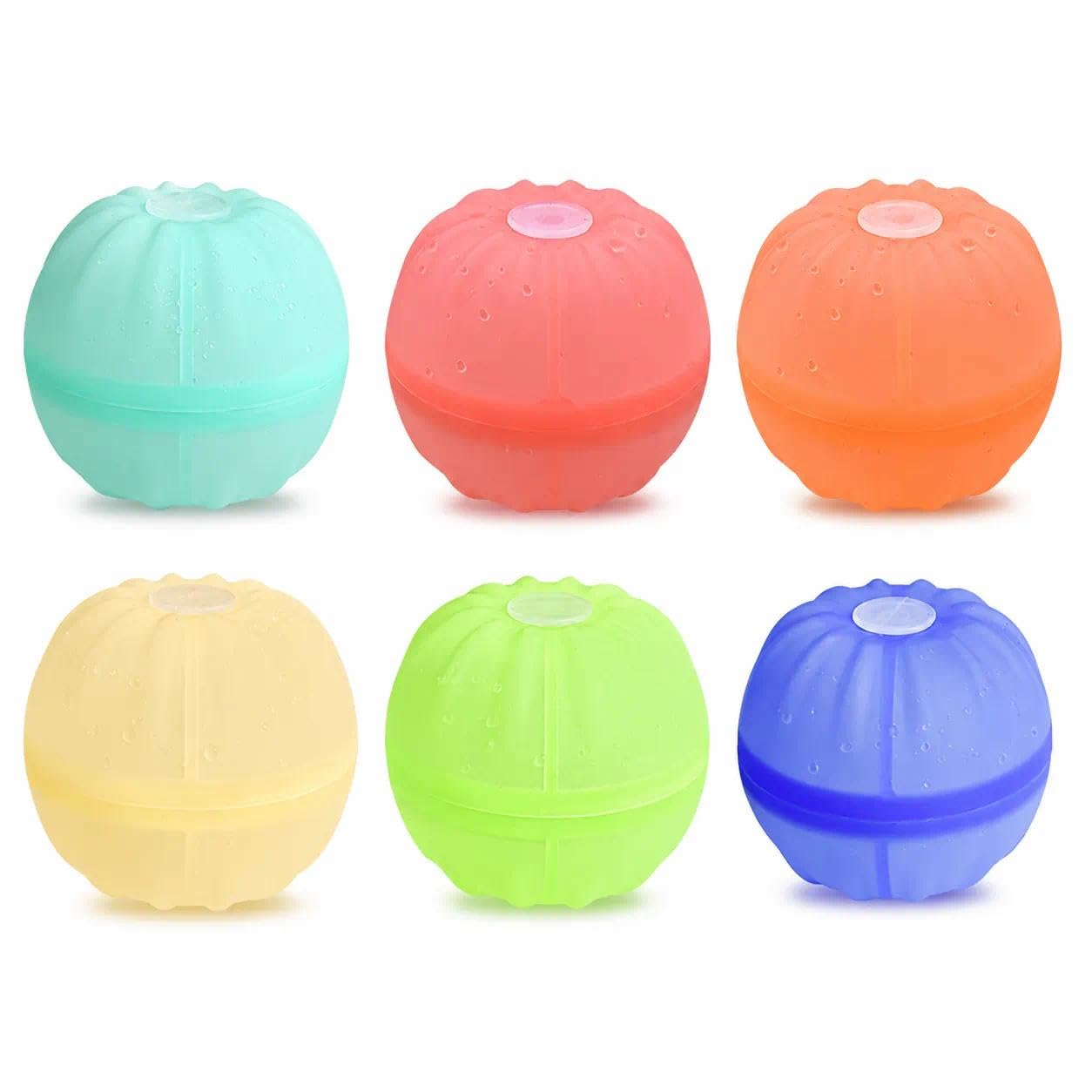 6 Pcs Reusable Water Balloons, Self Closing, Easy Fill Water Balloons for Kids Adults, Eco and Easy to Clean the Pool Party, Beach, Backyard, Soft and Durable Silicone for Years of Use (6)