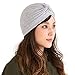 Produktbild CHARM Damen Mode Turban Hut vorne gerafft Blatt Muster Pastell Farbe Niedlich Boho Afro Zubehören Grau