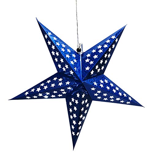 Preisvergleich Produktbild Beleuchteter Papierstern 45cm blau, mit 10 LED, batteriebetrieben