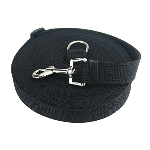 FACILLA Long Leash Adjustable 25 Ft to 55 Ft Training Lead For Dogs Recall Training Agility Lead Black