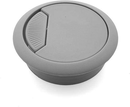 Modket M4327-60-GRY-5 - Cubierta de agujero organizador de cables de computadora de 2-38 pulgadas, ojal de plástico gris para escritorio, paquete de
