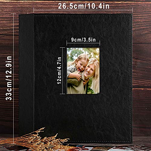 Image of Ywlake Photo Album 4x6 400 Pockets, Leather Photo Albums Holds 400 Vertical Pictures Only Black