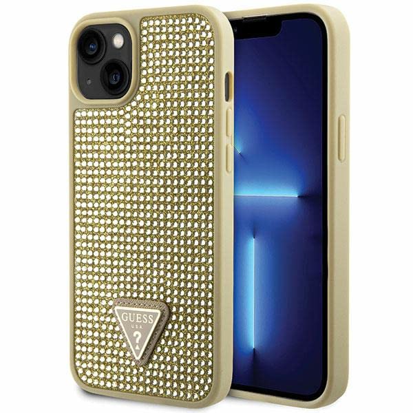 Guess GUHCP14MHDGTPD Coque Rigide pour iPhone 14 Plus 6,7" Doré Strass Triangle