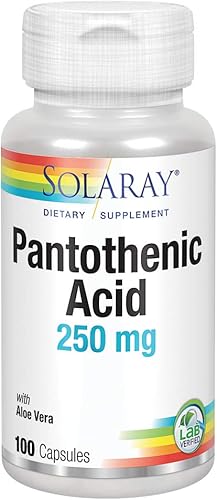 Miniatura 7 de Solaray Ácido pantoténico 250 mg  Vitamina B5  Metabolismo energético cabello piel uñas y apoyo digestivo  100 CT