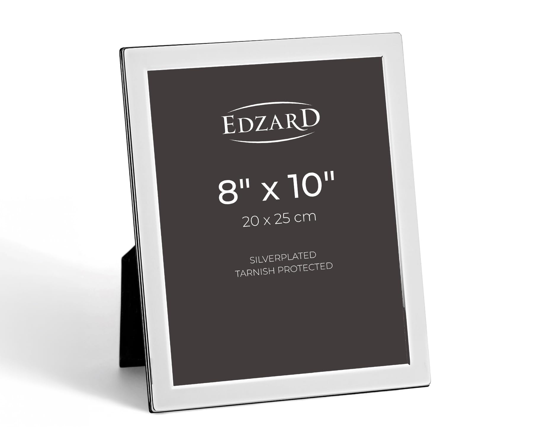 Edzard Metallic Silver Silver Plated Photo Frame 8"X10" (20X25 Cm) Salerno, Non-Tarnishing, High Gloss Finish, Real Glass Front & Premium Velvet Back, Portrait Or Landscape Display - Elegant Wedding Gift