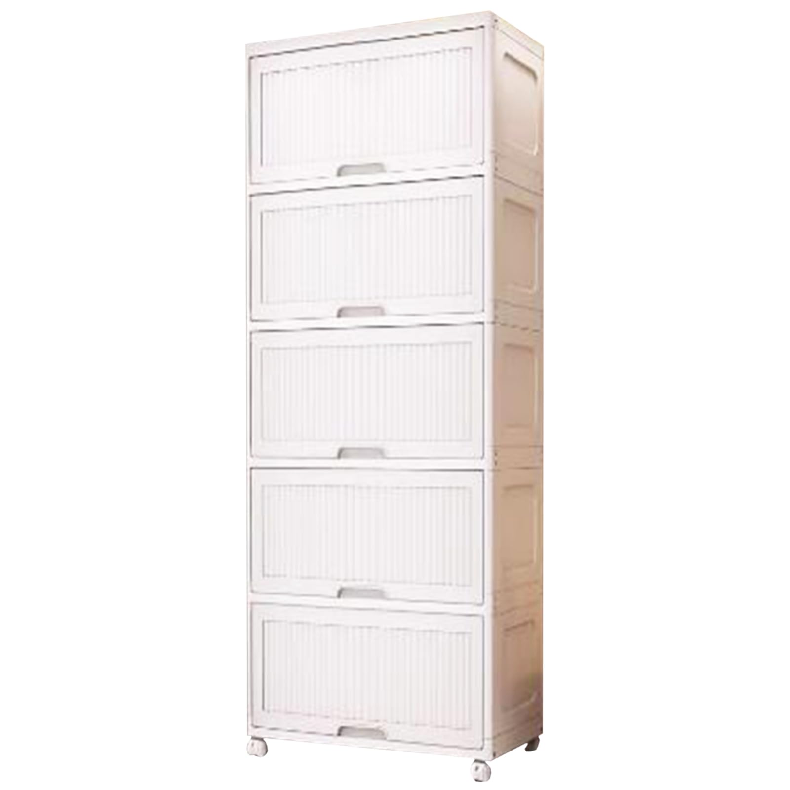 Contenitori impilabili in plastica con Coperchio - Scatole Pieghevoli Color Bianco Latte per Vestiti e Giocattoli, sportello apribile, Ruote per Una Facile Mobilità - Perfetti per organizzar