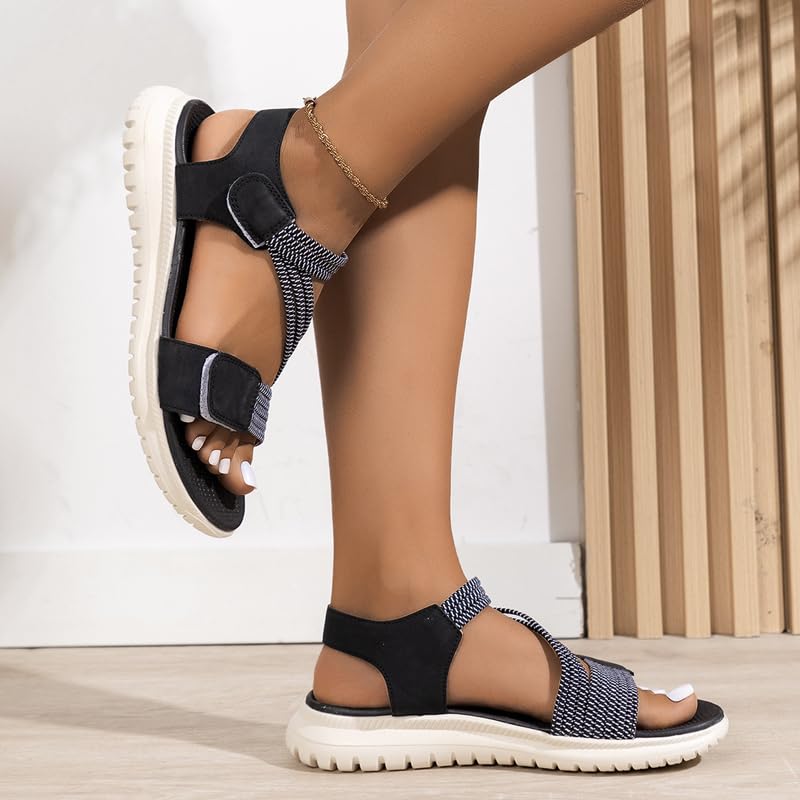 Women's Summer Fisherman Sandals, Orthopedic Walking Sandals Women Casual Adjustable Ankle Strap Comfortable Wedge Sport Shoes Sneakers with Arch Support for Beach Hiking4