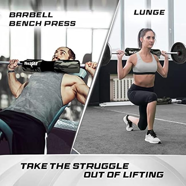 Yes4All Ergonomic Foam Bar Pad - Olympic Barbell Squat Pad - Neck Pad for Squats, Hip Thrusts - Weight Lifting Bar Pad