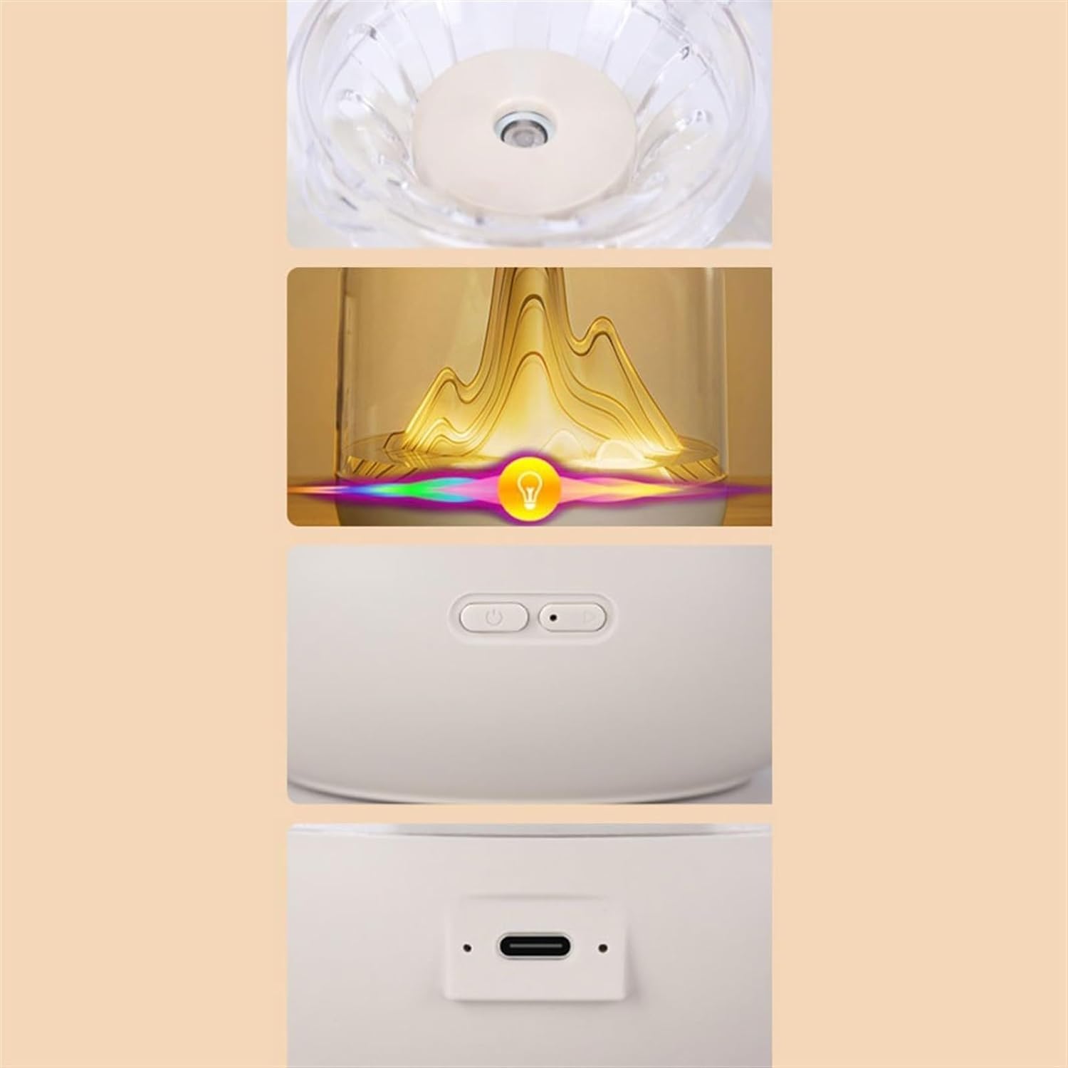 Domésticos Humidificadores 1000ML Dormitorio silencioso Humidificador de Niebla Grande Habitación de Aire Acondicionado Pequeña máquina de nebulización de aromaterapia(Bianco)