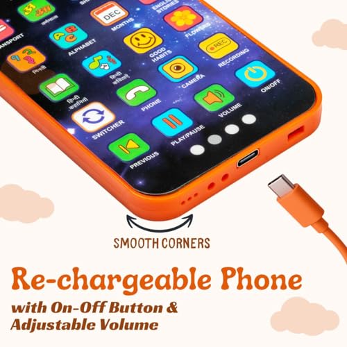 Image of Educational Phone Toy for 2-12 Years Kids Rechargeable 24 Modes Talking Baby Smart Phone Mobile Toy for Boys Girls Christmas Gift Birthday Surprise (10 Languages Space Themed)