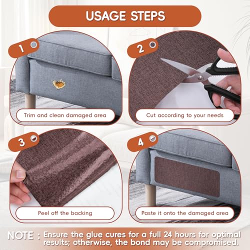 Linen Fabric Repair Tape 4.7x63 Inch, Self Adhesive Couch Patch Repair Fabric Tape for Furniture, Linen Patch Kit for Couch, Carpet, Upholstery, Chair, Sofa, Cushion, Bag (Dark Brown) — view 5