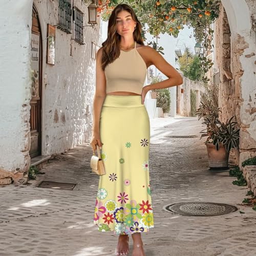 Summer Skirt for Women Empire Waist Dress Pencil Skirts with Side Zipper Lightweight Long Maxi Skirts Bohemian Skirt3