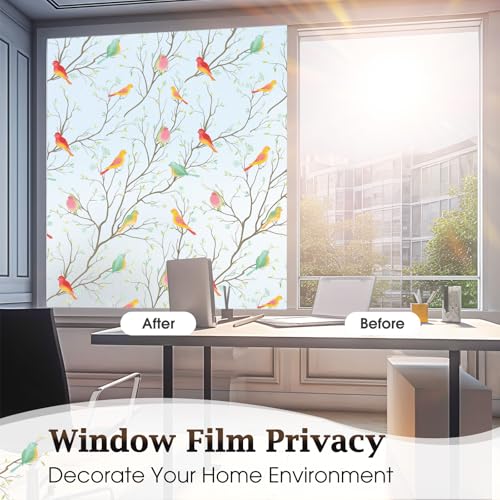 Lifetree Stained Glass Window Film Privacy Film for Glass Windows Decorative Non Adhesive Static Cling Vinly Anti UV Bird Patterned for Bathroom and Door (Frosted, 59 * 200cm) - Cosy Home Interiors Lifetree Stained Glass Window Film Privacy Film for Glass Windows Decorative Non Adhesive Static Cling Vinly Anti UV Bird Patterned for Bathroom and Door (Frosted, 59 * 200cm) - Image 6