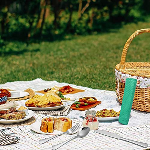 Cibeat 9-delige Bestekset Draagbare Herbruikbare Reisset Campingbestekset Hoogwaardig Roestvrij Staal met Groene… - Image 7