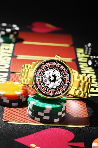 Image of Giordano Casino Royale Analog Watch for Men- Unique Poker & Roulette Dial Design with Stainless Steel Strap - Stylish Luxury Watch