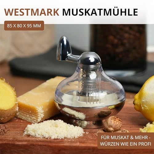 Foto von Westmark Muskatmühle, Mit Vorratsfläche, Kunststoff/Rostfreier Edelstahl, Silber/Transparent, 69572260, Mühle