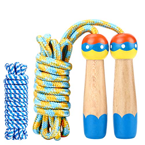 Fostoy Cuerda para Saltar para Niños, Cuerda para Saltar Reemplazable para Niños, Cuerda para Saltar con Mango Antideslizante, Cuerda para Saltar de Nylon de 2.85 m para Niños y Niñas