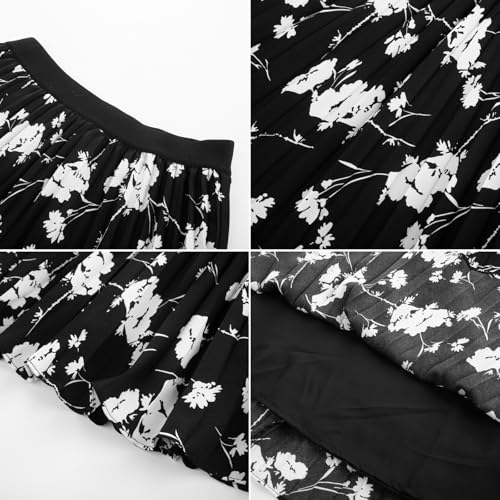Image of GRACE KARIN Women High Elastic Waist Pleated Chiffon Skirt Midi Swing A-line Skirts
