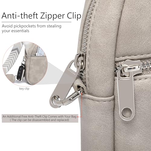 DIOMO Anti Theft Crossbody Bags for Women with Zipper Lock, RFID Small Sling Bag, Vegan Leather Safe Mini Travel Purse (Small-Gray)2
