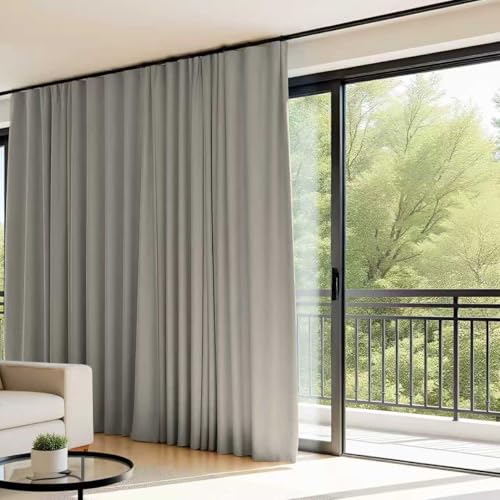 Room Divider Curtains Flexible Ceiling Tracks set Curtain track Ceiling Mount Blackout Curtain for Living Room Bedroom Ceiling Curtain Rod Privacy Dividers Panel W150xH84 Light Grey Drape&Black rail