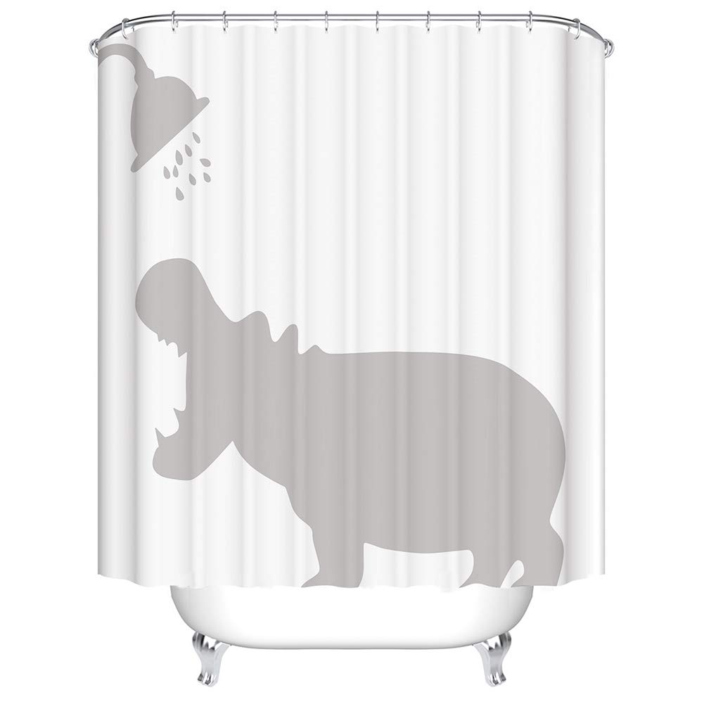 BOYOUTH Hippo Bathing Pattern Digital Print Shower Curtains for Bathroom Decor,Polyester Waterproof Fabric Bath Curtain with 12 Hooks,70x78 Inches,Multicolor