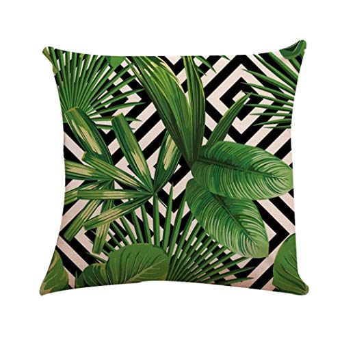 Sencillo Vida Fundas De Cojin con Diseño Impreso de Hojas y Plantas Tropicales (45 x 45 cm) Almohada Caso Decoración del Hogar para Salón, Oficina, Dormitorio, Cama, Sofá o Coche