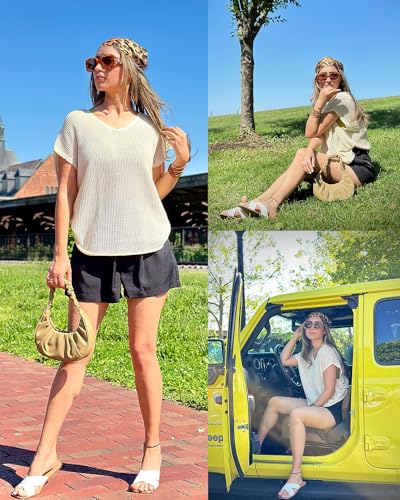 Image of Arach&Cloz Women Crochet Tops 2025 Summer Wool Blended Sweater Vest Short Sleeve Fashion Outfits Oversized Coverup