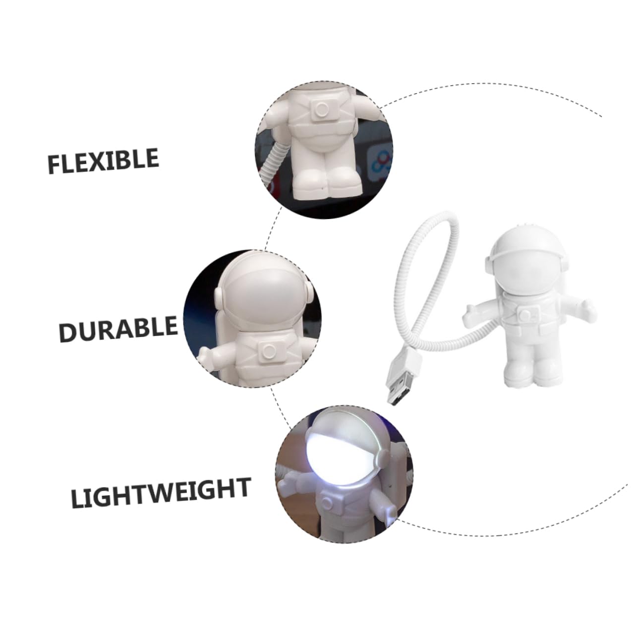OSOLADY Creative Spaceman Led USB Light Flexible Astronaut Lamp for Laptop and Computer Use Portable Night Light for Boys and Girls and Adults for Birthdays and Holidays
