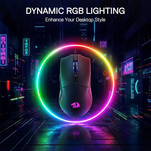 Image of Redragon M730 PRO Wireless RGB Gaming Mouse, 3-Mode Lightweight Optical Mouse with 5 Programmable Buttons, 10000 DPI, Software Supports DIY Keybinds for PC Computer Windows Mac Laptop, Black